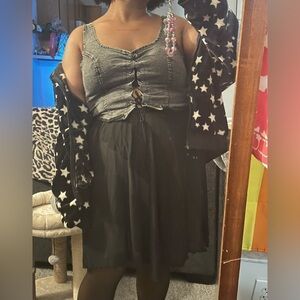 Black denim crop top